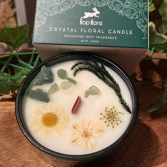 Hop hare crystal floral candle