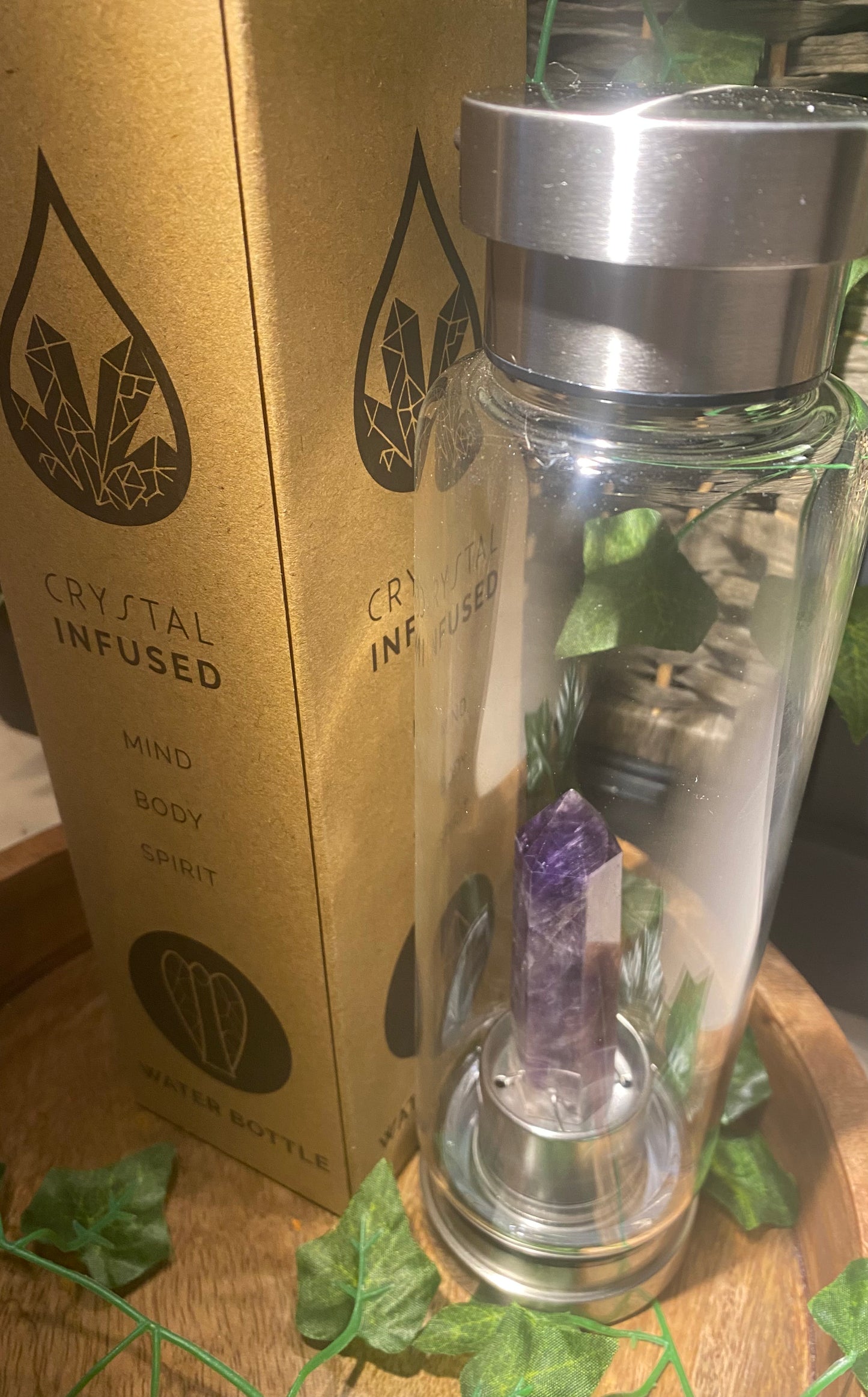 Crystal infused water bottle