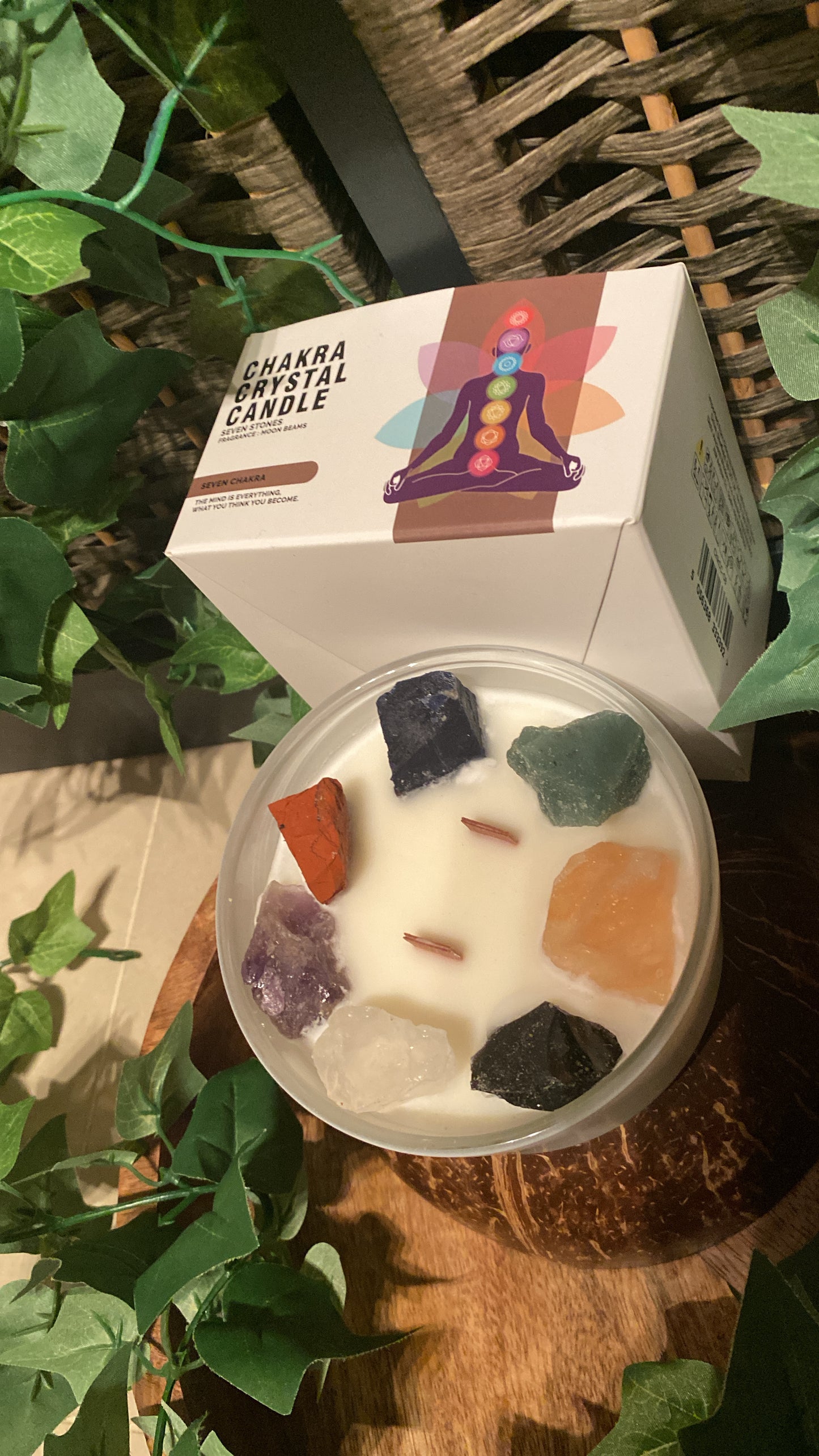 Chakra large crystal candle