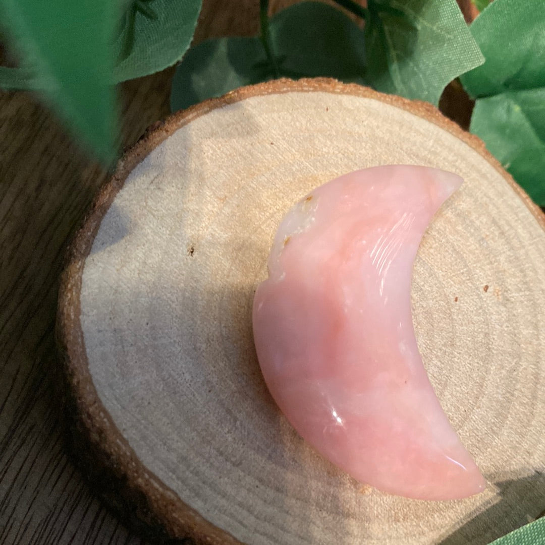 Pink Opal cresent moon