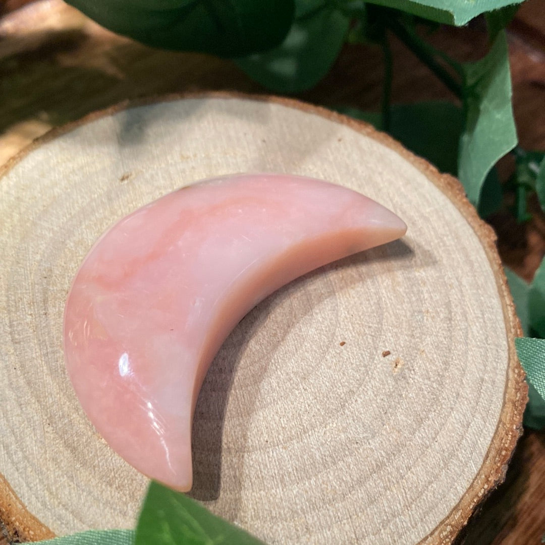 Pink Opal cresent moon