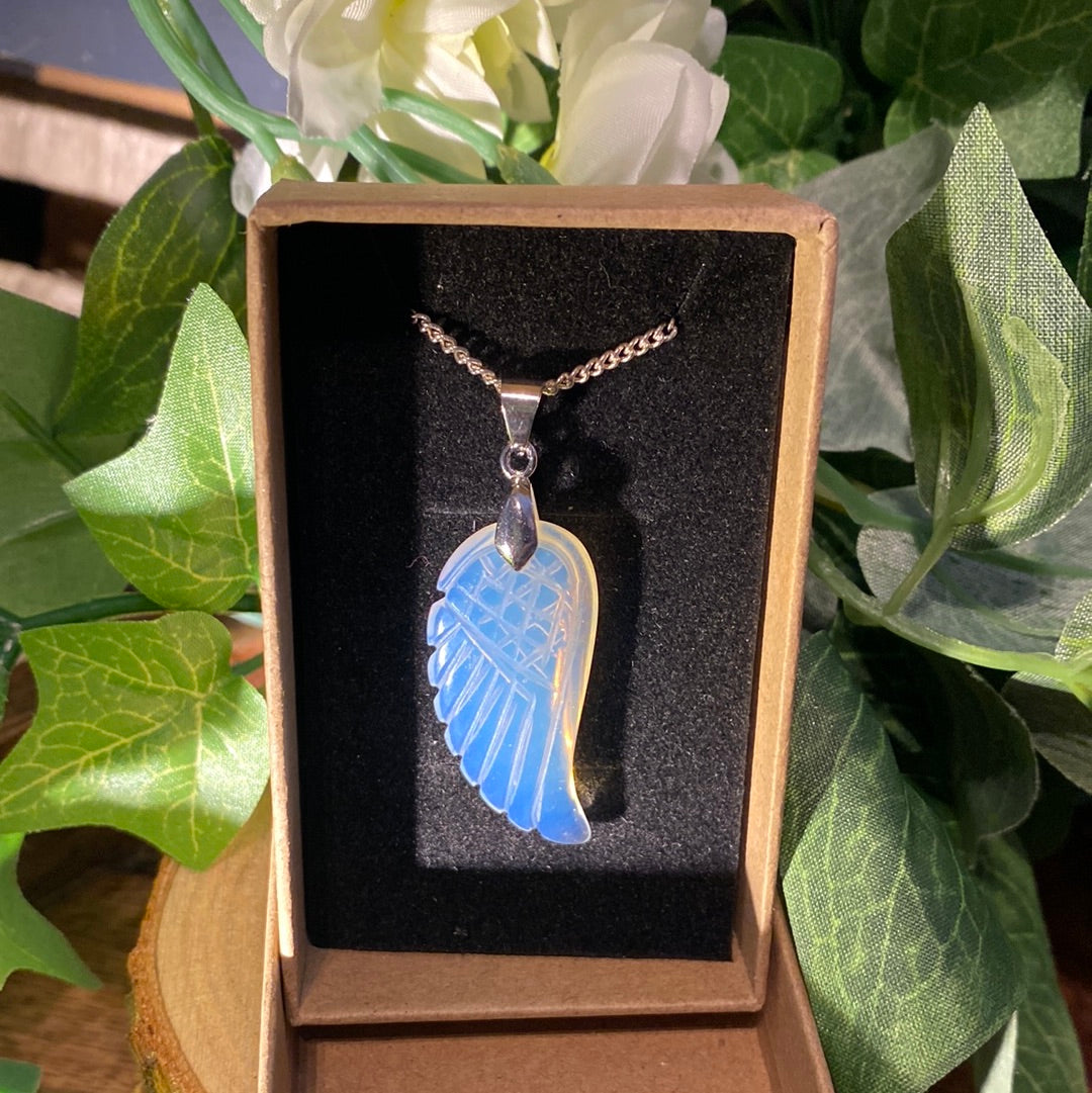 Opalite Angel wing necklace